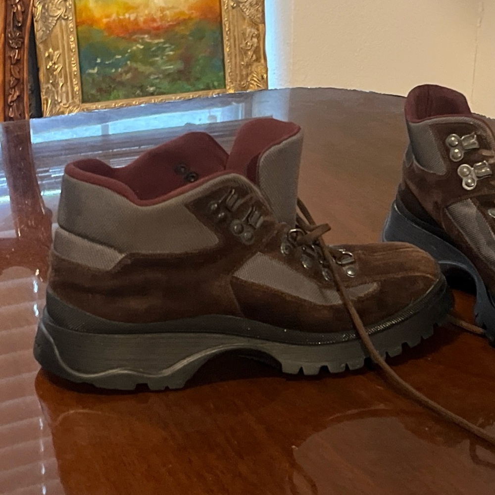 PRADA Women’s Suede & Nylon Lace Up Hiking Boots Brown EU 38.5 US Size 8 New